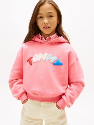 Kids' Multicolor Puff Logo Hoodie, Tropical Blush