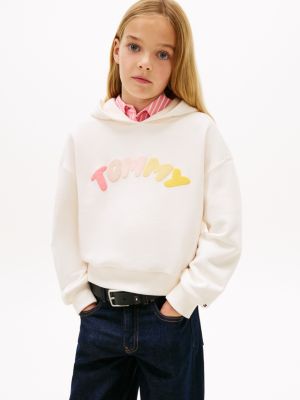 Kids' Multicolor Puff Logo Hoodie, Ancient White