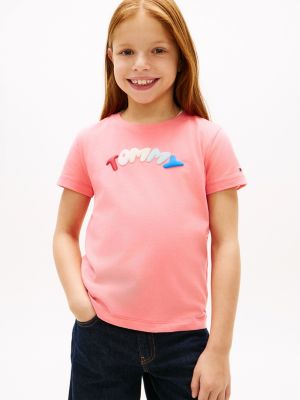 Kids' Multicolor Puff Logo T-Shirt, Tropical Blush