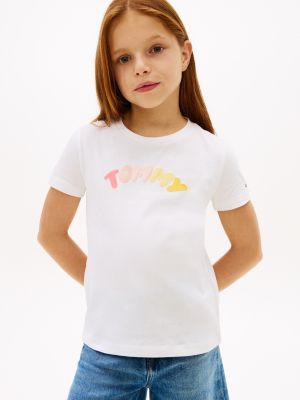 Kids' Multicolor Puff Logo T-Shirt, White