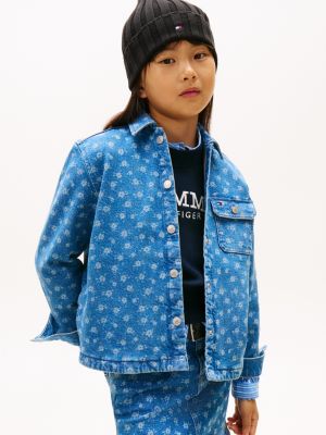 Kids' Allover Floral Denim Overshirt, Floweraop