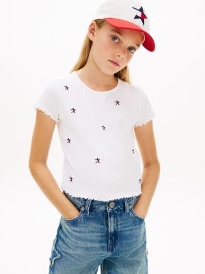 Kids' Embroidered Star Ribbed T-Shirt