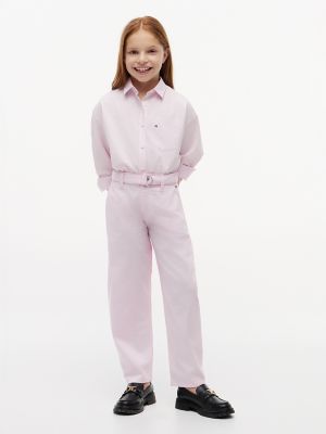 Детские брюки Tommy Hilfiger Belted Barrel Pant, цвет: Розовый — фото 2