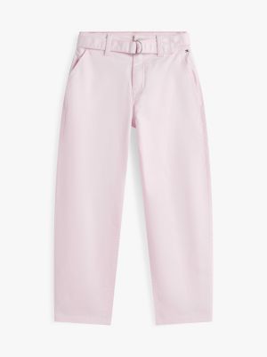 Детские брюки Tommy Hilfiger Belted Barrel Pant, цвет: Розовый — фото 5