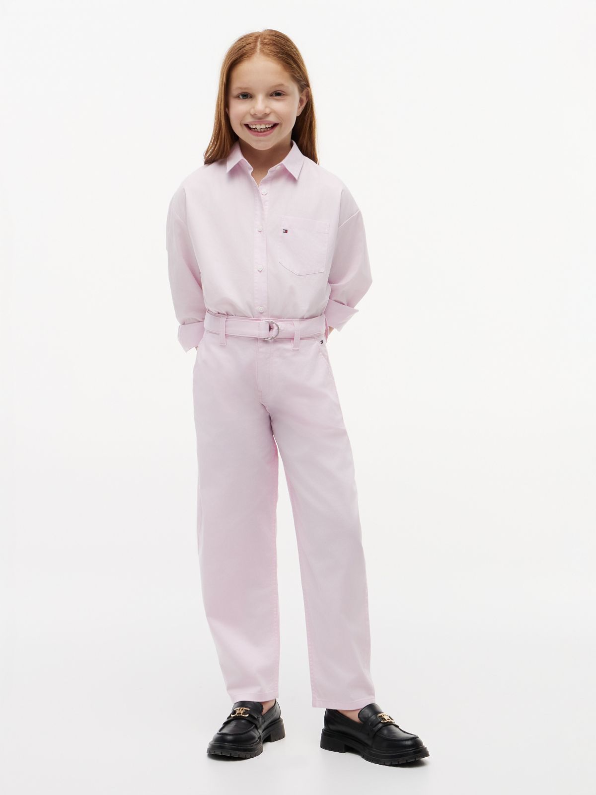 Kids' Belted Barrel Pant — Pearly Pink