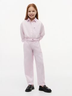 Kids' Belted Barrel Pant — Pearly Pink 2