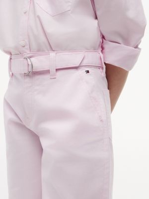 Детские брюки Tommy Hilfiger Belted Barrel Pant, цвет: Розовый — фото 3