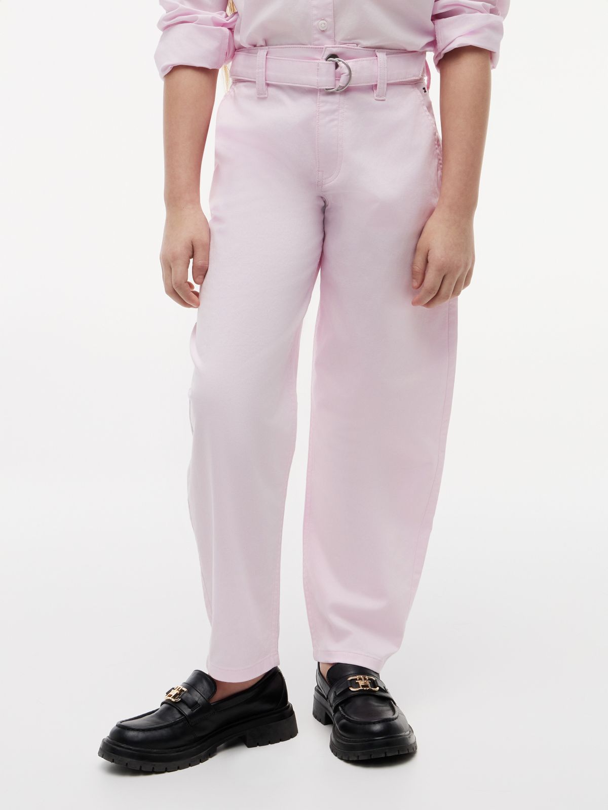 Kids' Belted Barrel Pant — Pearly Pink