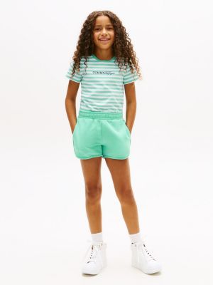 Kids' Glitter Logo T-Shirt & Short Set, Tropical Tide