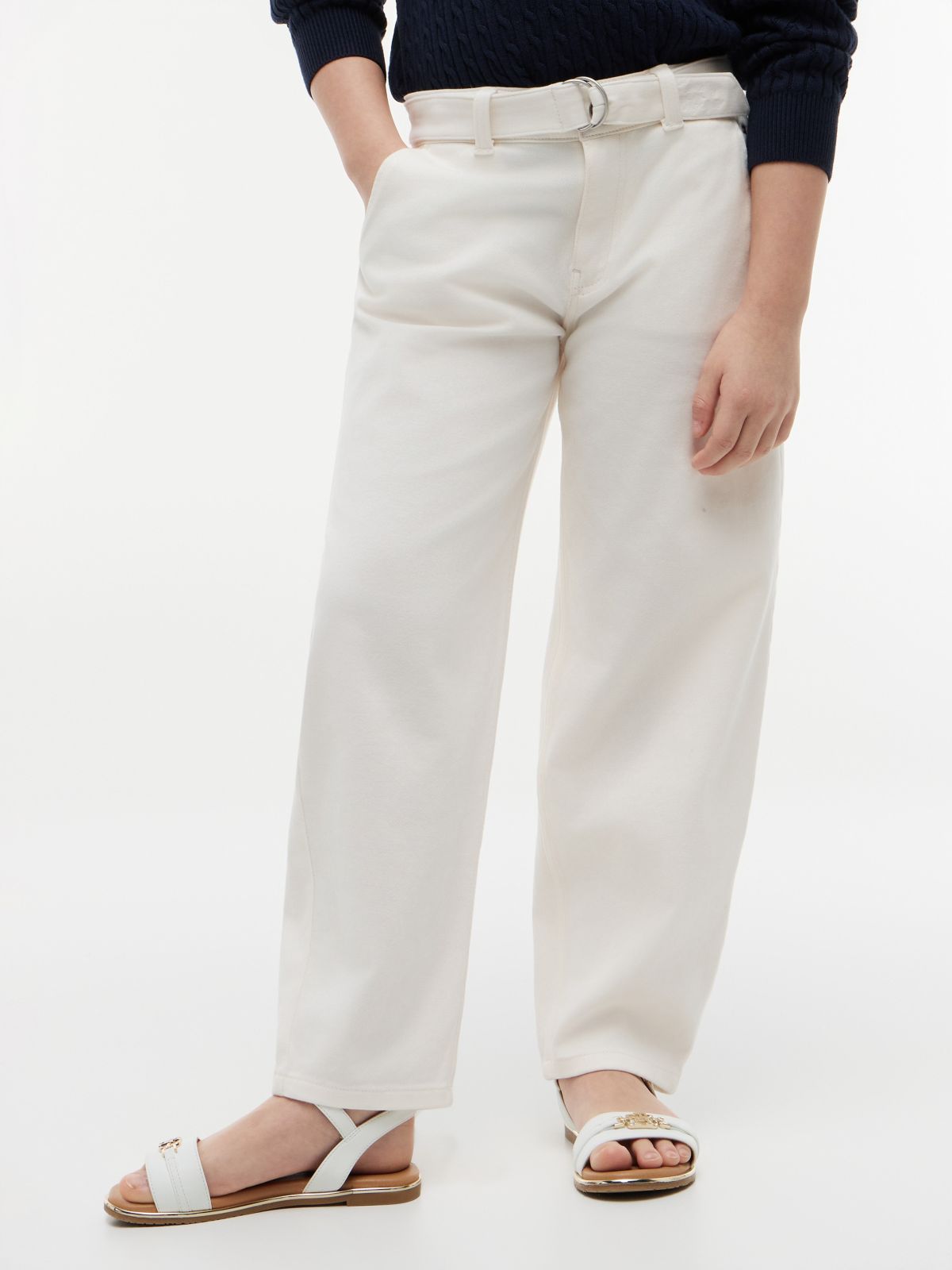 Kids' Belted Barrel Pant — Ancient White