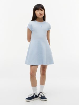 Kids' Tonal Flag Logo Skater Dress, Breezy Blue