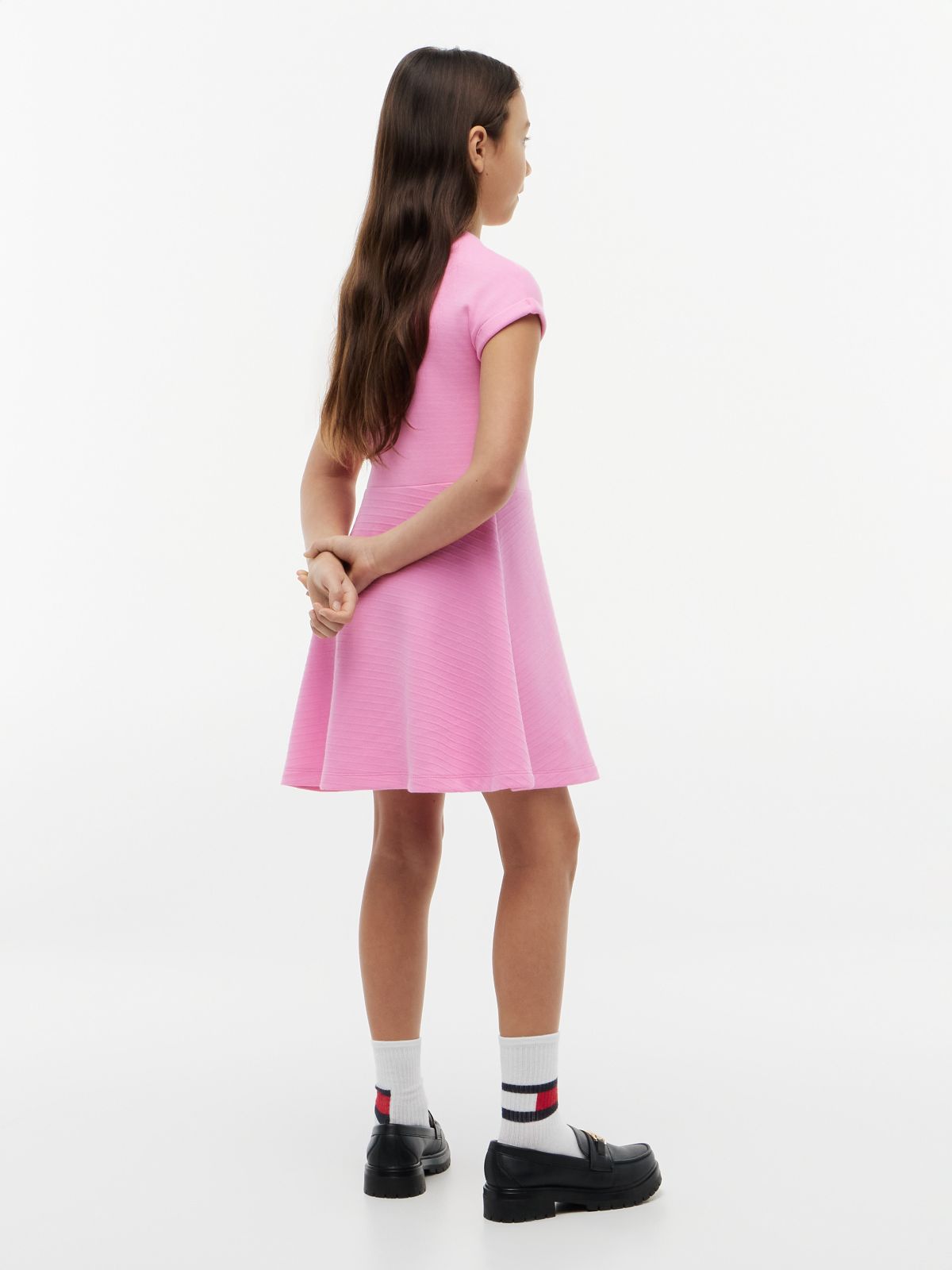 Kids' Tonal Flag Logo Skater Dress — Pink Daisy