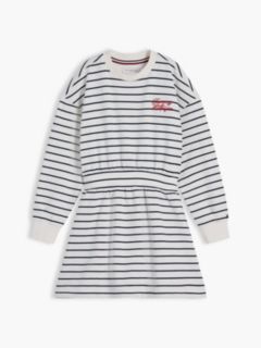 Kids' Striped Sweatshirt Dress — Navy 5