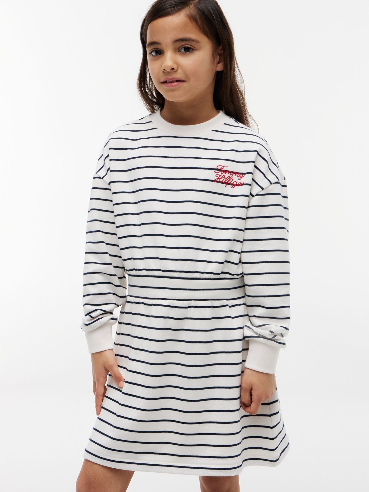 Kids' Striped Sweatshirt Dress — Navy