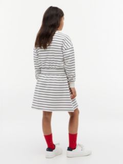 Kids' Striped Sweatshirt Dress — Navy 4