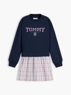 Kids' Sweatshirt Combo Dress — Navy Check 5
