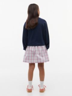 Kids' Sweatshirt Combo Dress — Navy Check 4