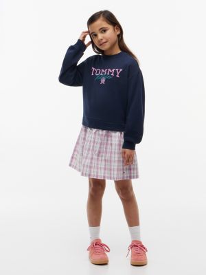 Kids' Sweatshirt Combo Dress, Navy Check