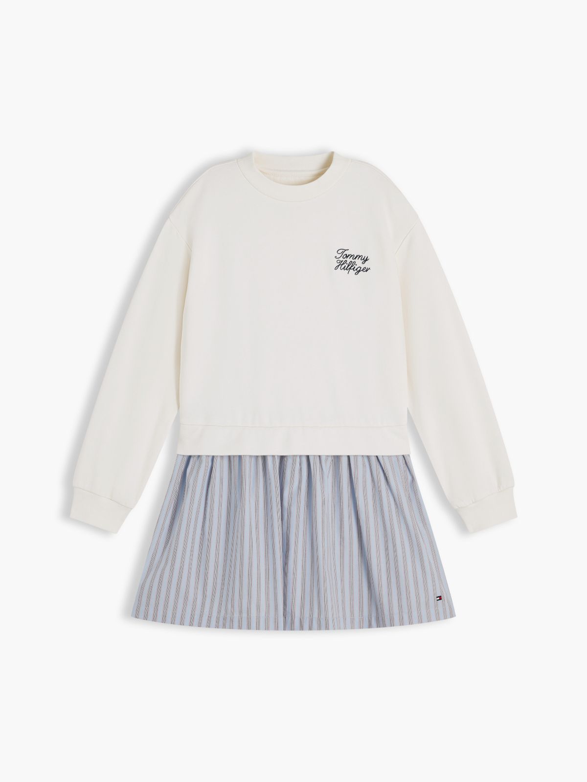 Kids' Sweatshirt Combo Dress — Breezy Blue Stripes
