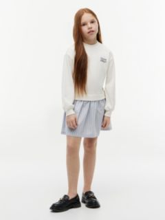Kids' Sweatshirt Combo Dress — Breezy Blue Stripes 1