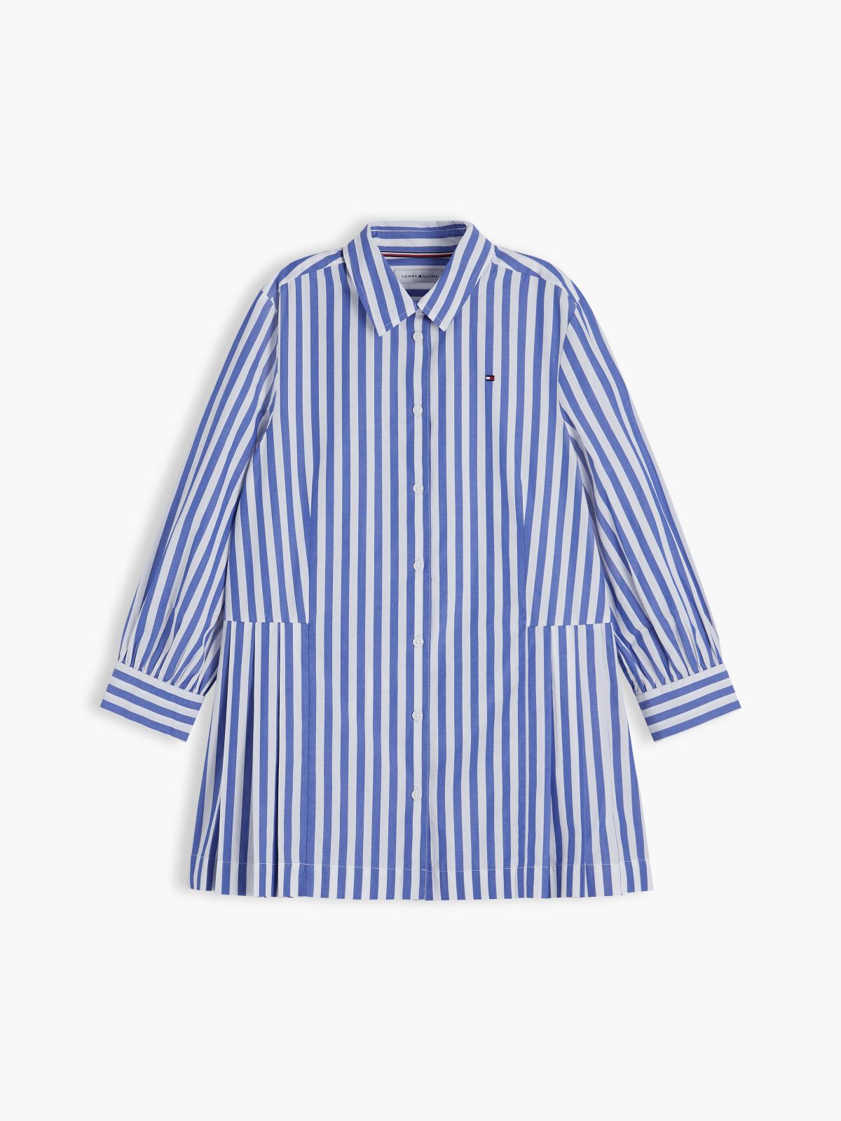 Kids' Striped Pleated Shirtdress — Noble Blue
