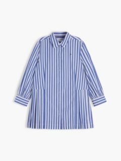 Kids' Striped Pleated Shirtdress — Noble Blue 5