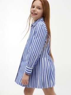Kids' Striped Pleated Shirtdress — Noble Blue 3
