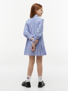Kids' Striped Pleated Shirtdress — Noble Blue 4