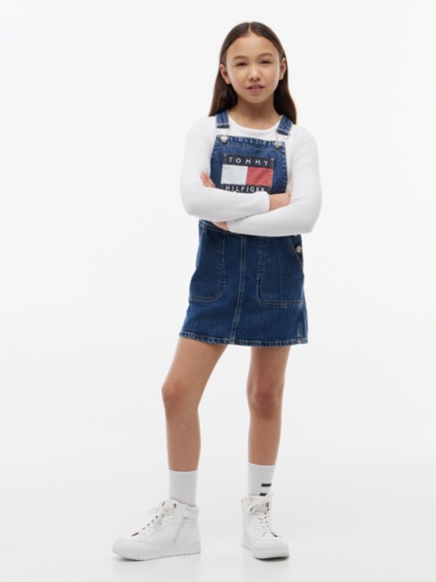 Tommy Hilfiger Kids' Flag Logo Overall Dress