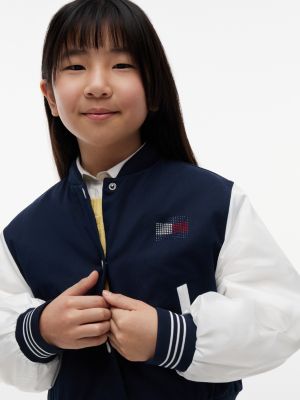 Детские куртки Tommy Hilfiger Kids' Rhinestone Logo Colorblock Bomber — фото 3