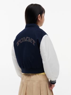 Детские куртки Tommy Hilfiger Kids' Rhinestone Logo Colorblock Bomber — фото 5