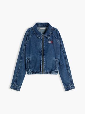 Детские куртки Tommy Hilfiger Kids' Rhinestone Flag Zip Denim Jacket — фото 5