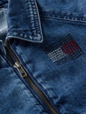 Детские куртки Tommy Hilfiger Kids' Rhinestone Flag Zip Denim Jacket — фото 6