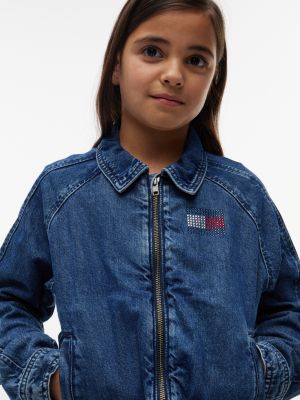 Детские куртки Tommy Hilfiger Kids' Rhinestone Flag Zip Denim Jacket — фото 3