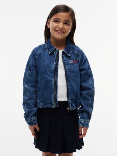 Детские куртки Tommy Hilfiger Kids' Rhinestone Flag Zip Denim Jacket