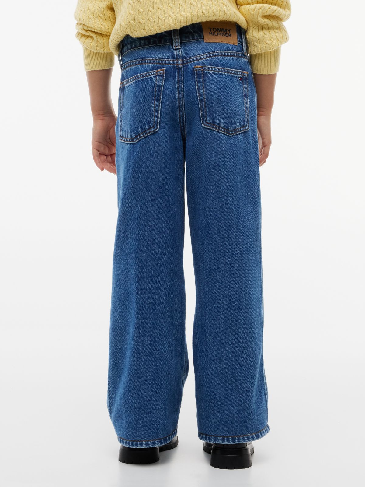 Kids' Mid Wash High-Rise Wide Leg Jean — Medium Denim