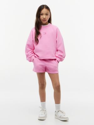 Kids' Tonal Flag Sweatshort, Pink Daisy