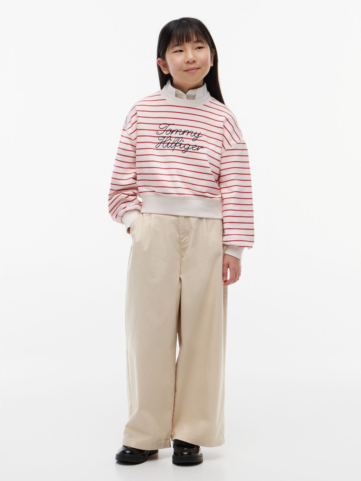 Kids' Hilfiger Logo Sweatshirt — Primary Red Stripes