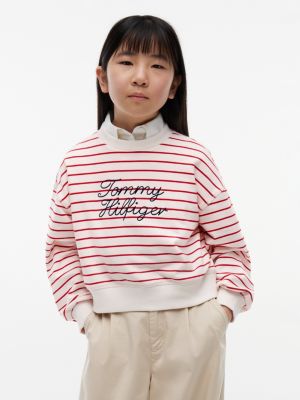 Kids' Hilfiger Logo Sweatshirt, Primary Red Stripes