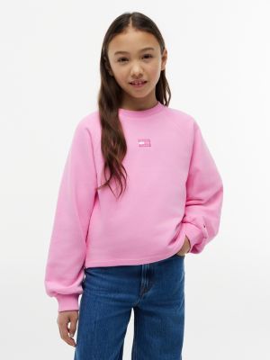 Kids' Tonal Flag Raglan Sweatshirt, Pink Daisy