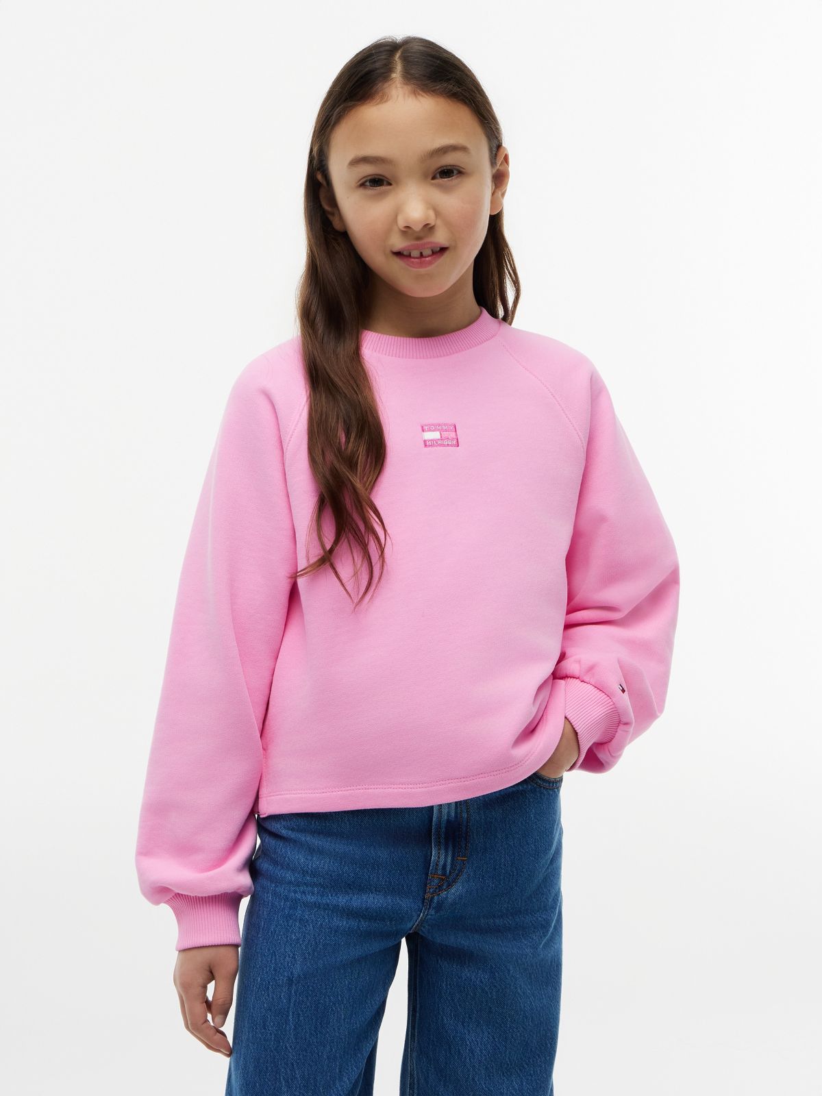 Kids' Tonal Flag Raglan Sweatshirt — Pink Daisy