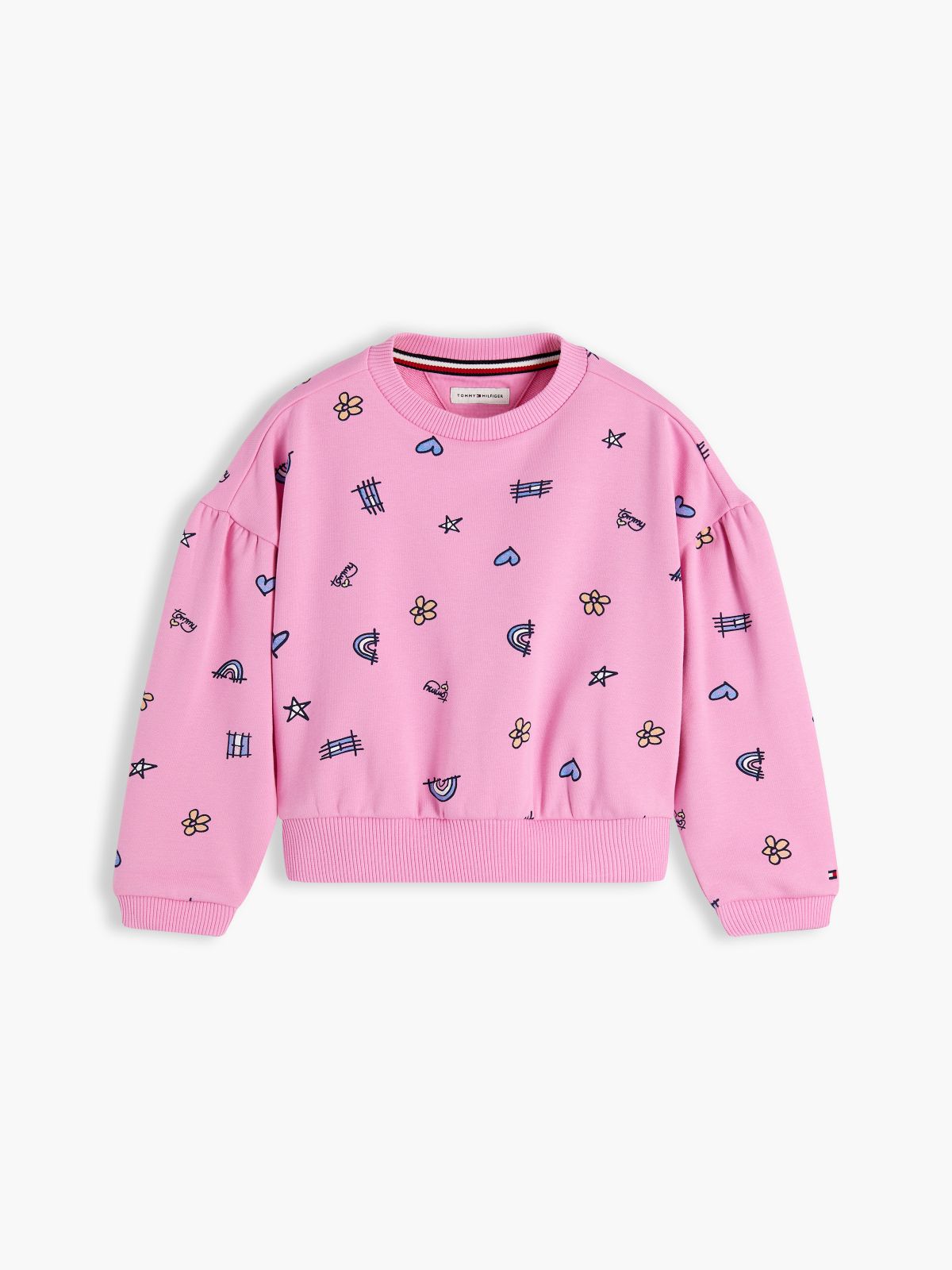 Kids' Doodle Print Sweatshirt — Pink Daisy