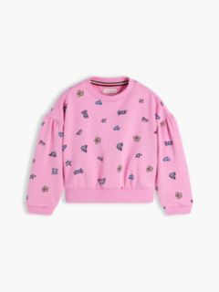 Kids' Doodle Print Sweatshirt — Pink Daisy 5