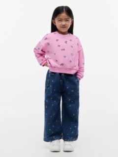 Kids' Doodle Print Sweatshirt — Pink Daisy 2