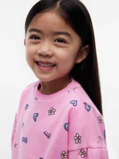 Kids' Doodle Print Sweatshirt — Pink Daisy 3