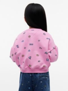 Kids' Doodle Print Sweatshirt — Pink Daisy 4