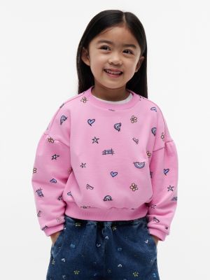 Kids' Doodle Print Sweatshirt, Pink Daisy