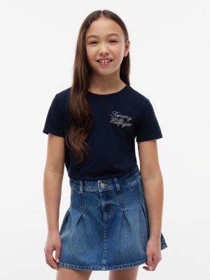 Kids' Script Logo T-Shirt, Navy