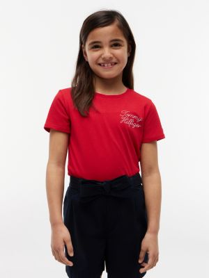 Kids' Script Logo T-Shirt, Primary Red