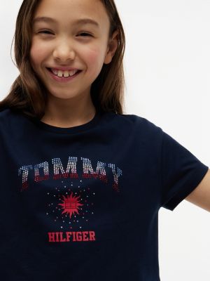 Детские футболки Tommy Hilfiger Kids' Rhinestone Tommy Logo T-Shirt — фото 3